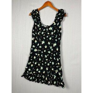 Free People Like A Lady Mini Dress Women's Sz S Black Floral Combo GUC